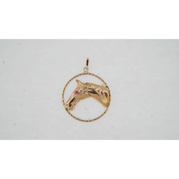 Estate Sale 14k Yellow Gold Ruby Pendant 0.03 TCW Vintage Style 5.20 Grams